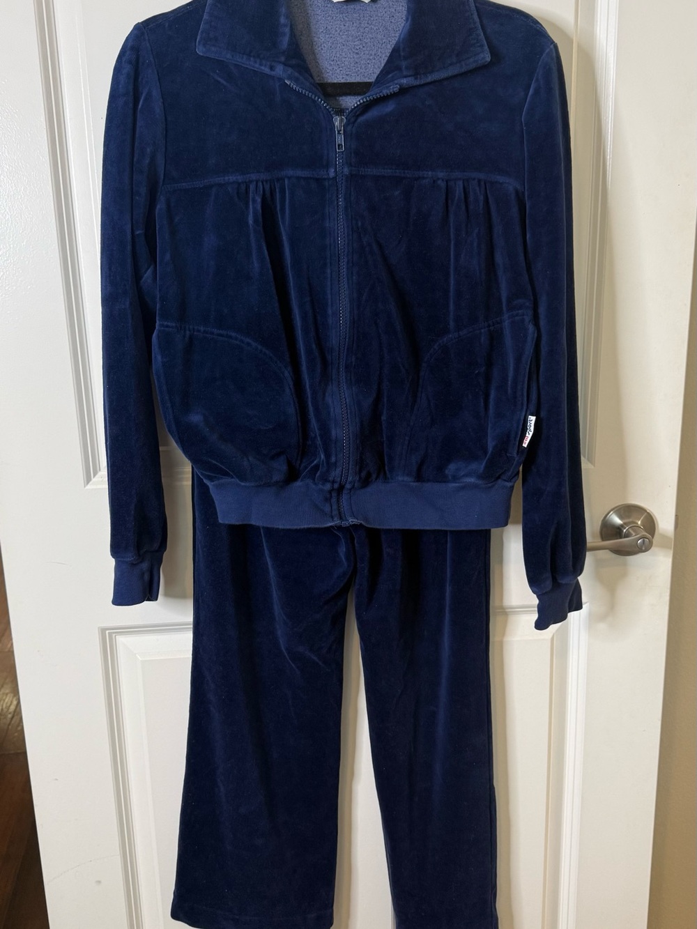 Velour Zip-Up Track Jacket & Jogger Pants - Navy